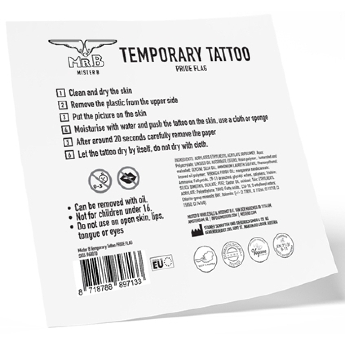 mister b temporary tattoo pride flag 2