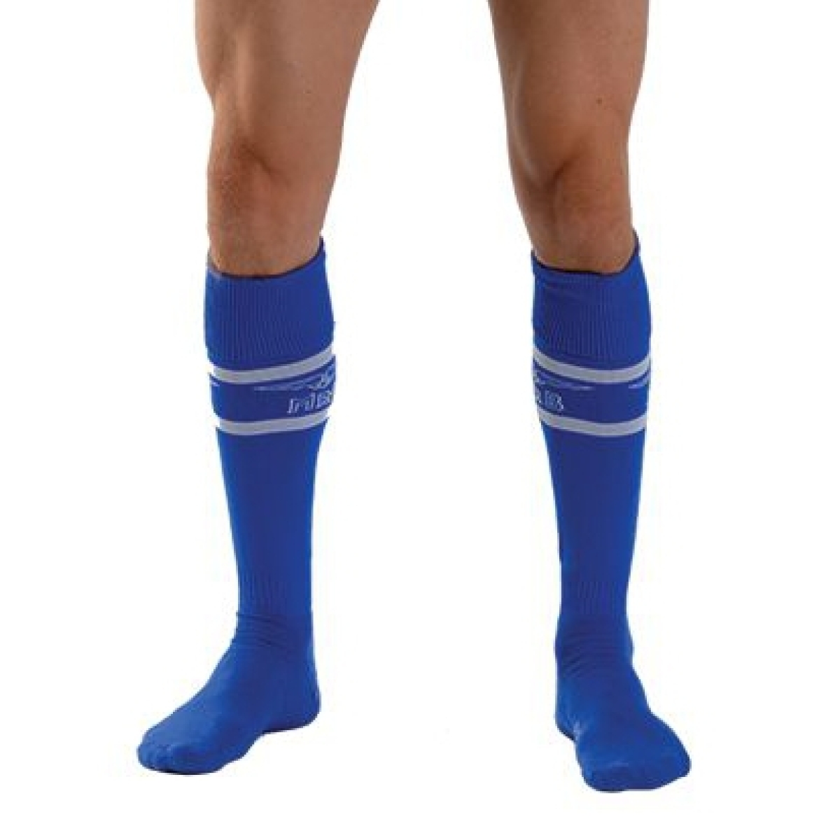 mister b urban football socks with pocket blue