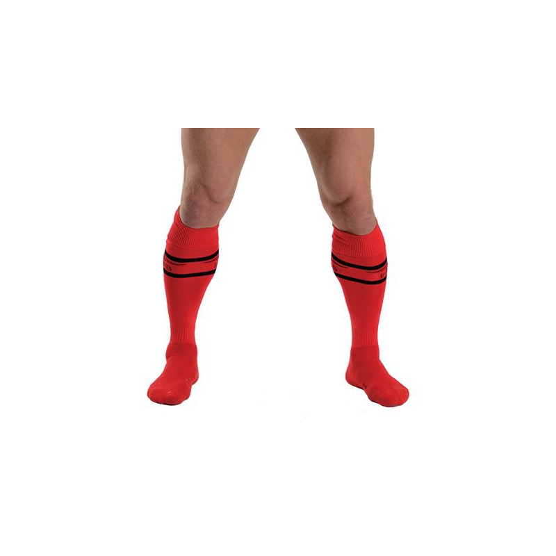 mister b urban football socks with pocket red