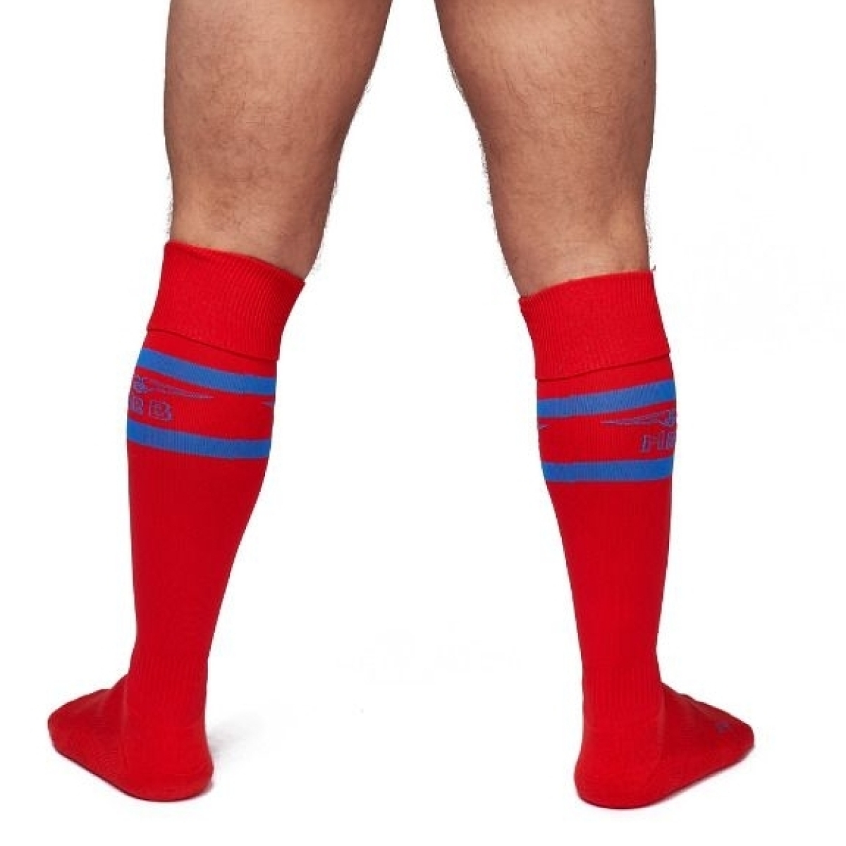 mister b urban football socks with pocket red blue 1