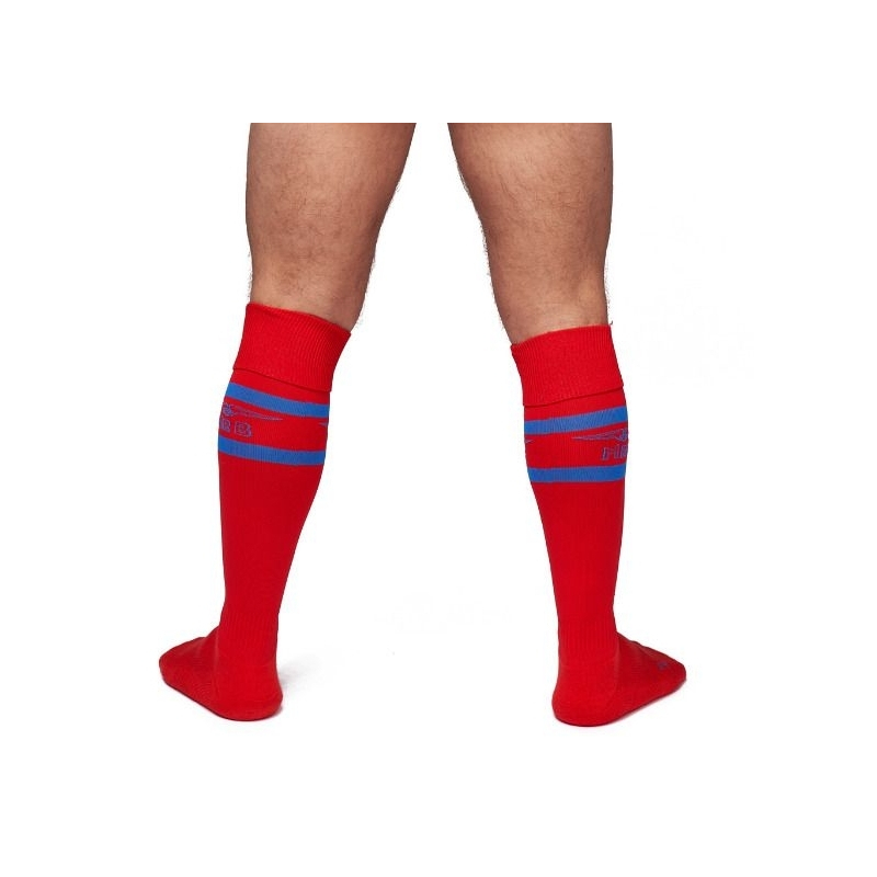 mister b urban football socks with pocket red blue 1