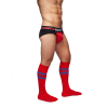 mister b urban football socks with pocket red blue 2