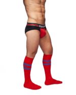 mister b urban football socks with pocket red blue 2