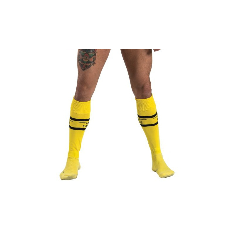 mister b urban football socks with pocket yellow