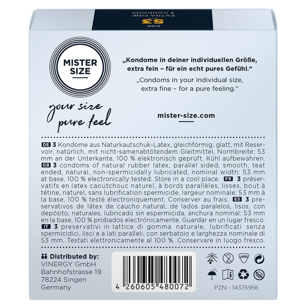 mister size pure feel 53 mm 3 pack 1