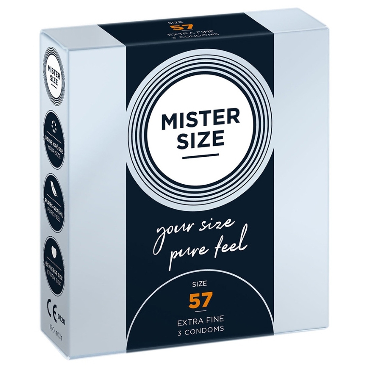 mister size pure feel 57 mm 3 pack