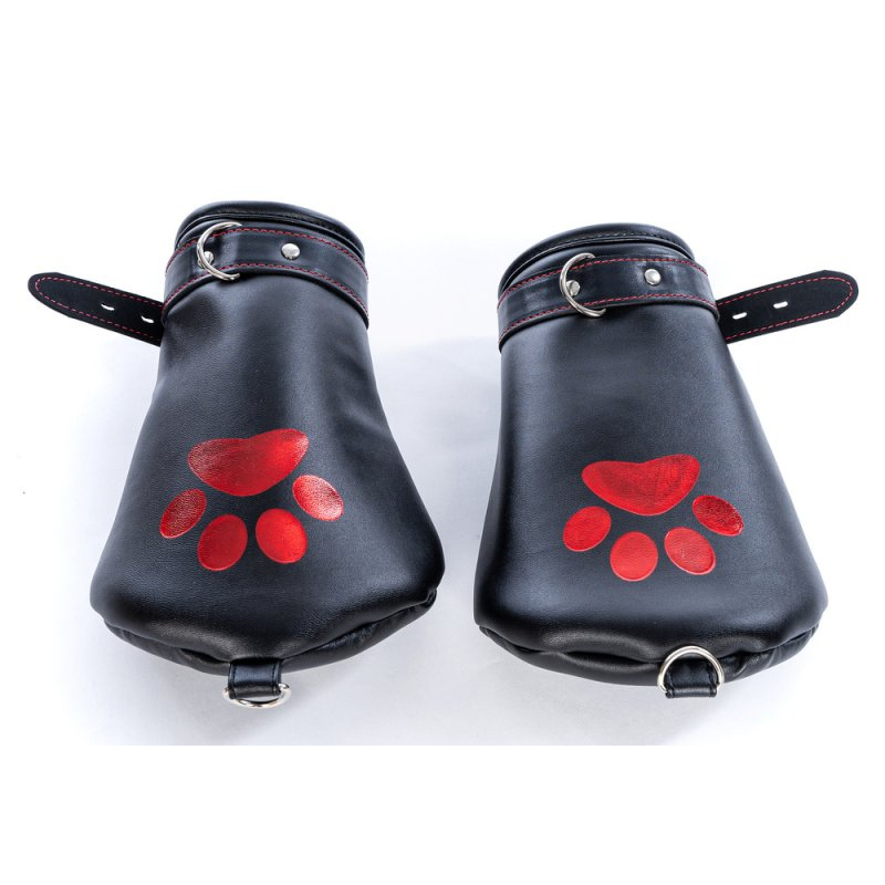 mitaines dog paw noir rouge