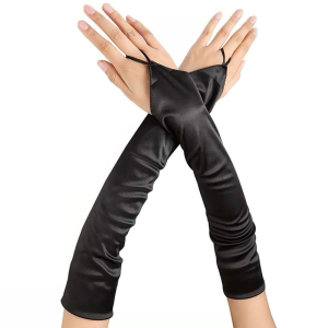 mitaines longues satin gloves noires 1