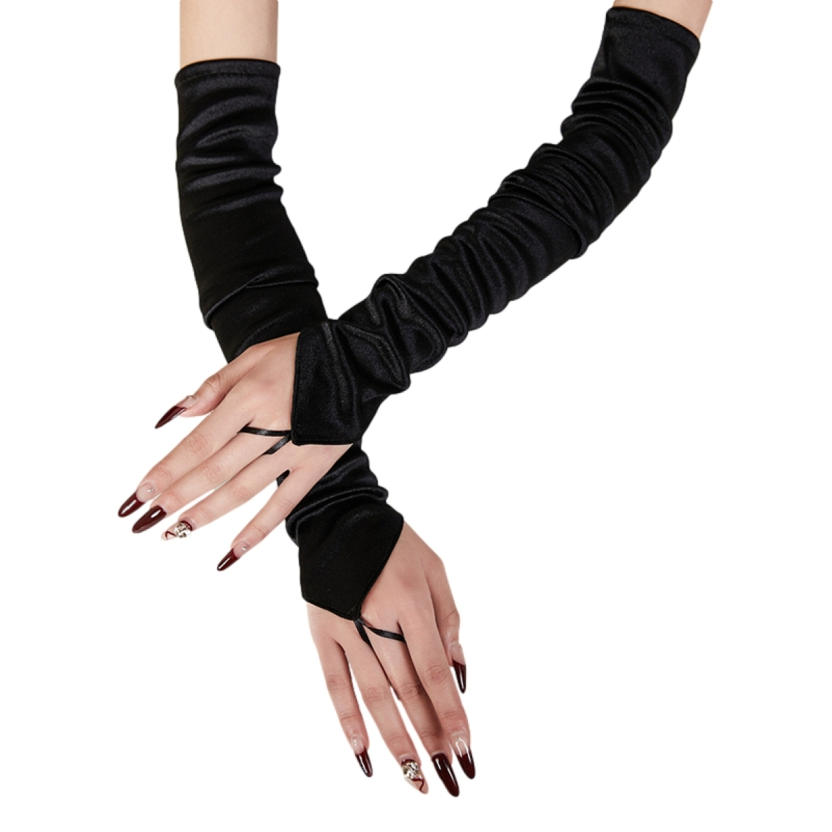 mitaines longues shiny gloves noires 1