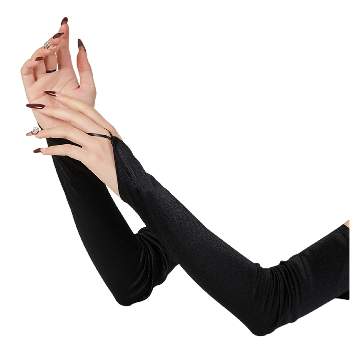 mitaines longues shiny gloves noires 2