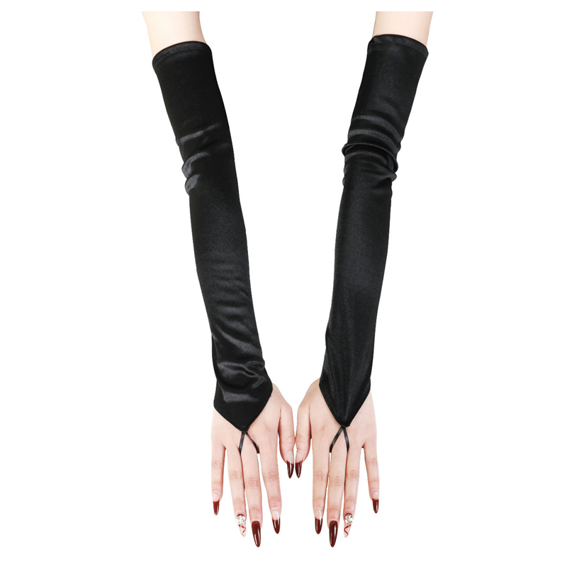 mitaines longues shiny gloves noires 3