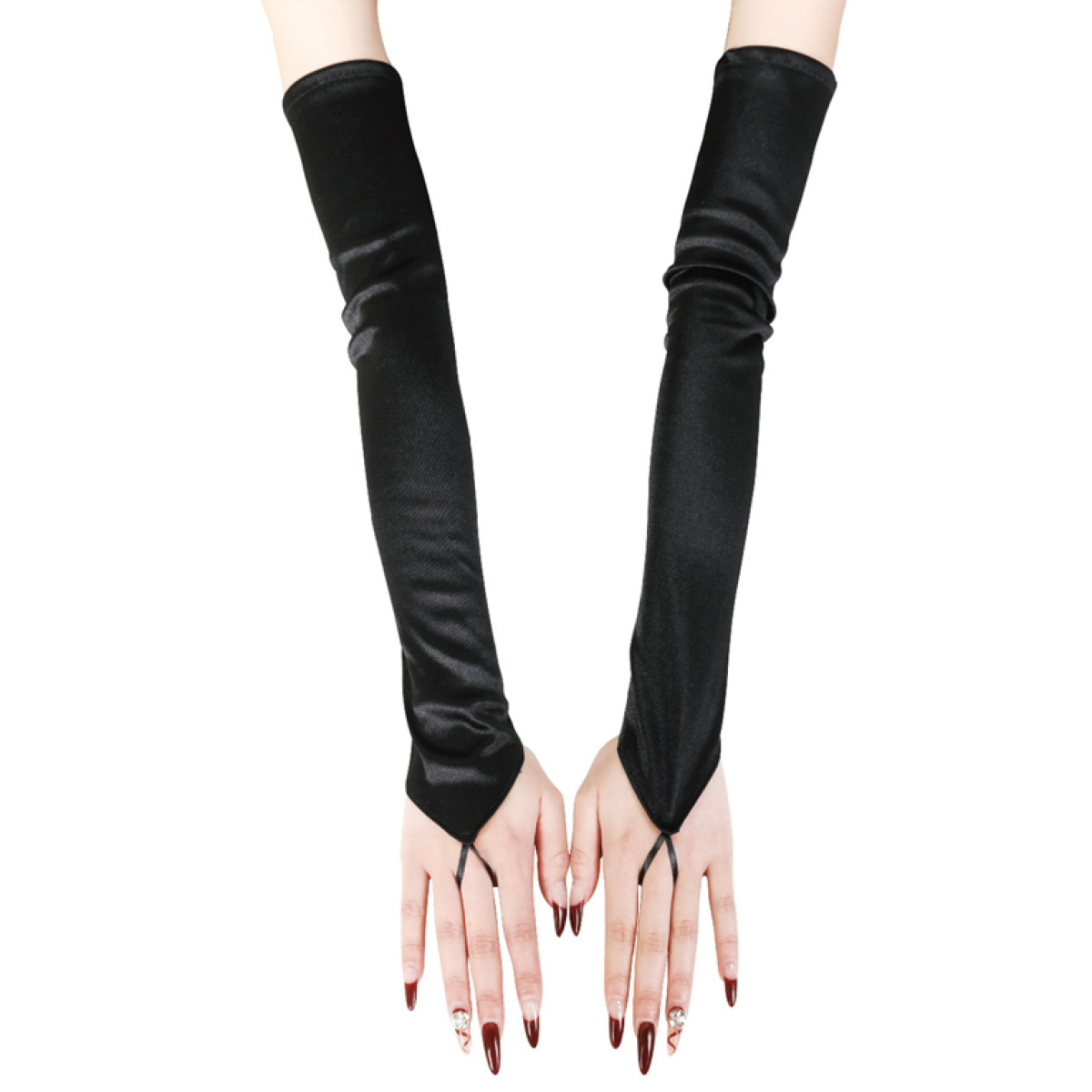 mitaines longues shiny gloves noires 7