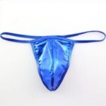 modern sexy patent leather g string bleu 1