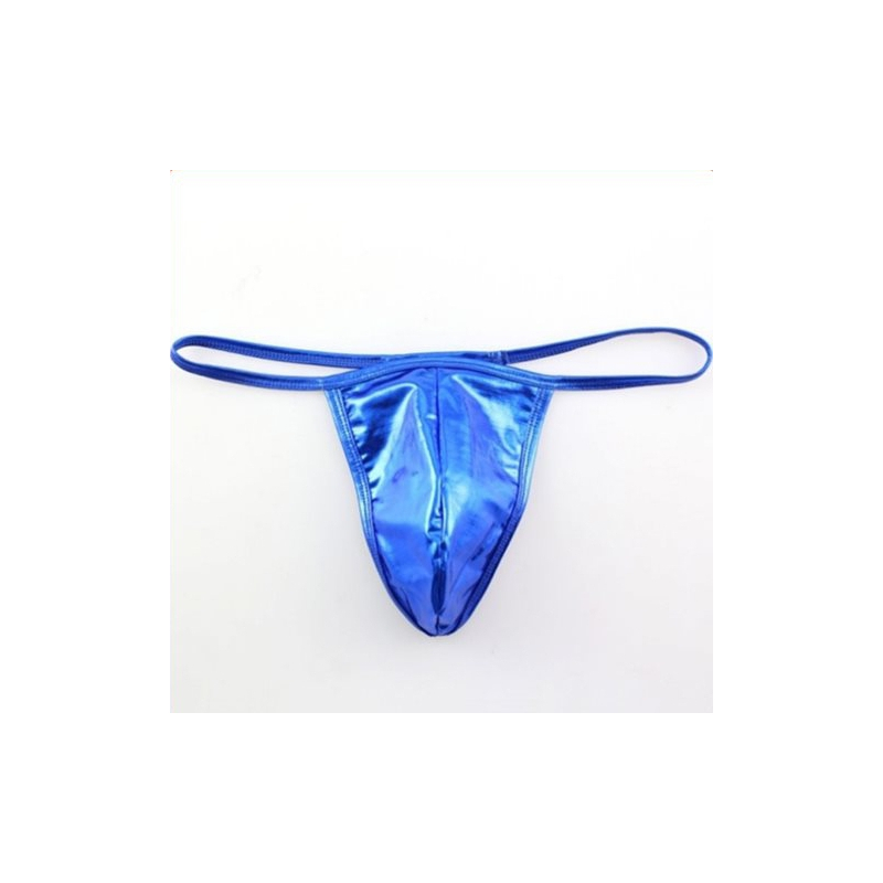 modern sexy patent leather g string bleu 1