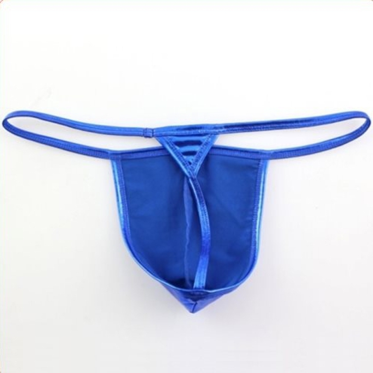modern sexy patent leather g string bleu 2