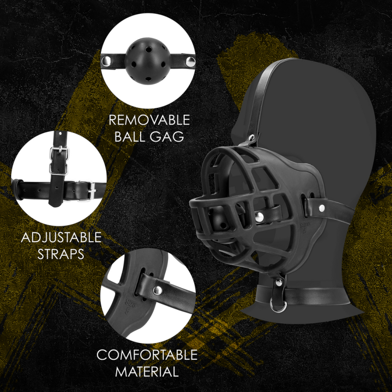 museliere avec baillon boule muzzle gag noire 2