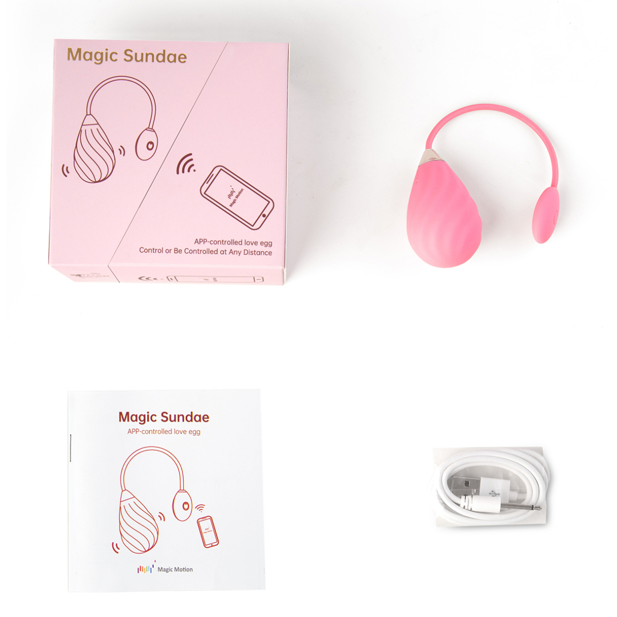 oeuf vibrant connecte magic sundae 6 x 35cm rose 2