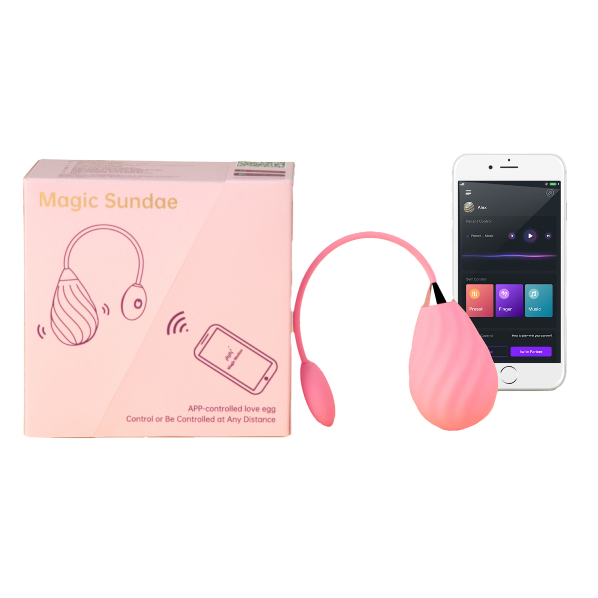 oeuf vibrant connecte magic sundae 6 x 35cm rose 3