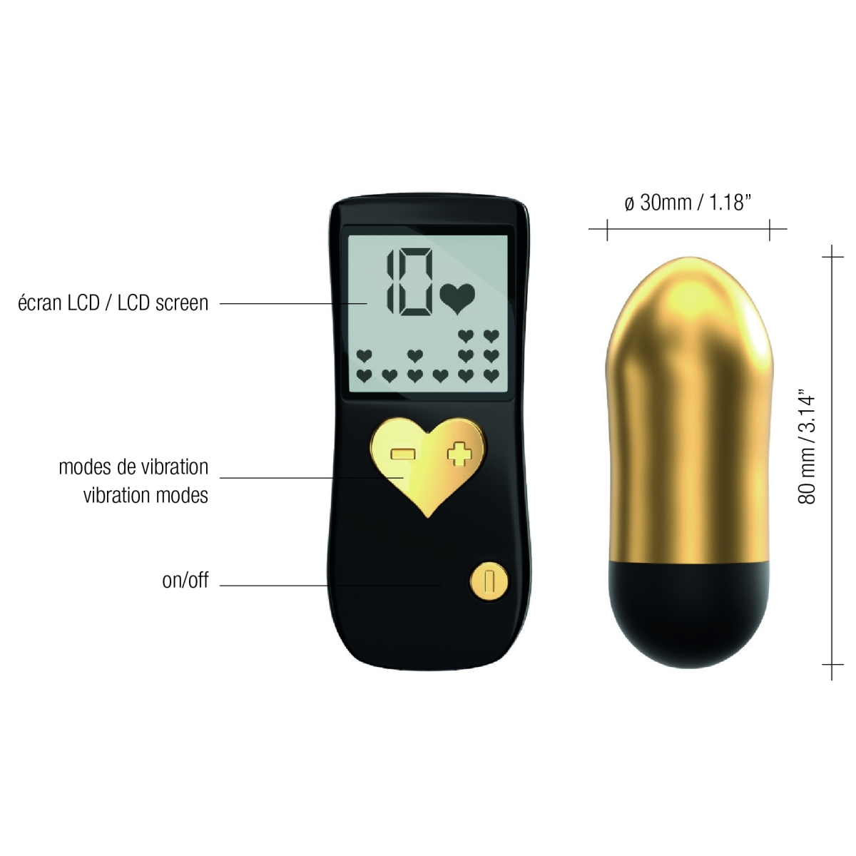 oeuf vibrant sans fil cry baby 75 x 3 cm gold 3