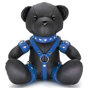 ours en cuir eddy the bdsm teddy bear bleu