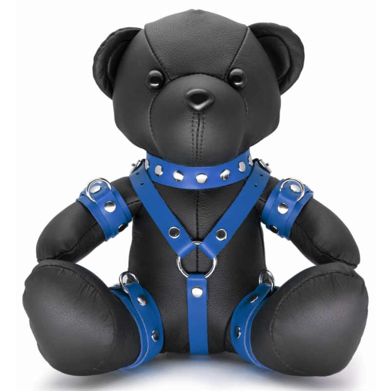 ours en cuir eddy the bdsm teddy bear bleu