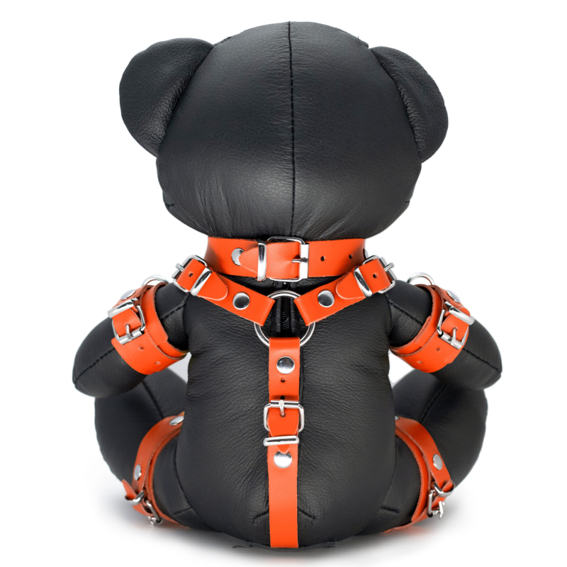 ours en cuir eddy the bdsm teddy bear orange 1