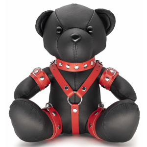 ours en cuir eddy the bdsm teddy bear rouge
