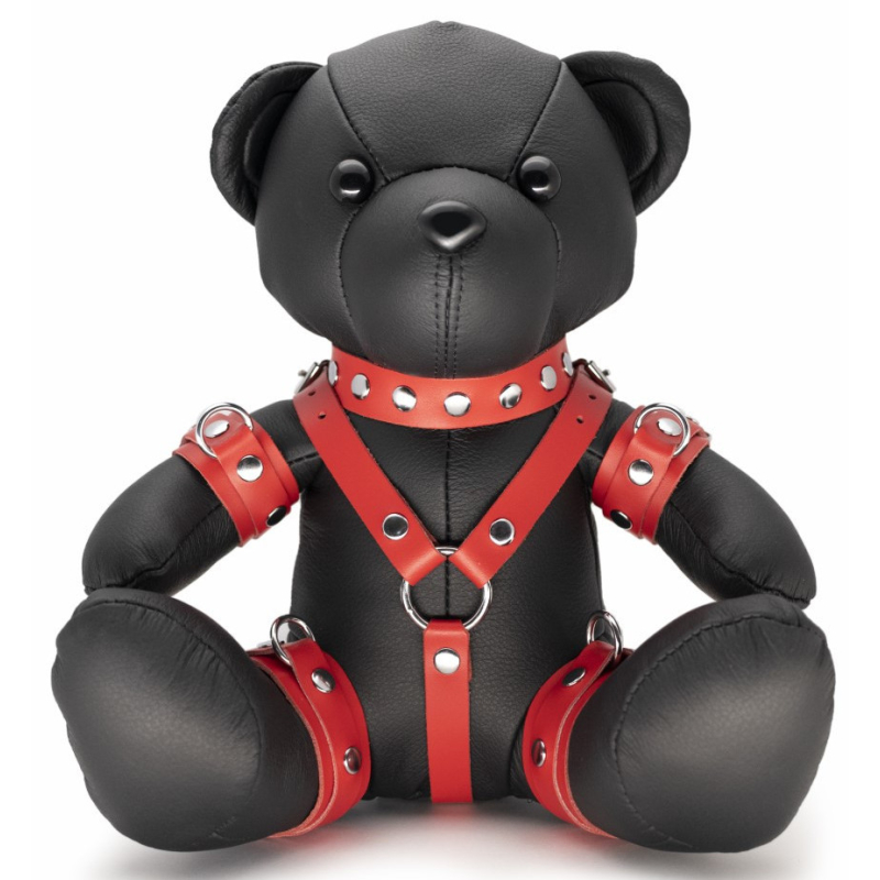 ours en cuir eddy the bdsm teddy bear rouge