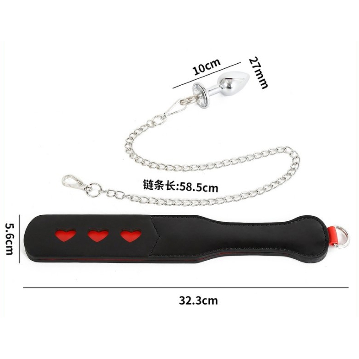 paddle avec chaine et plug spank plug 30cm 3