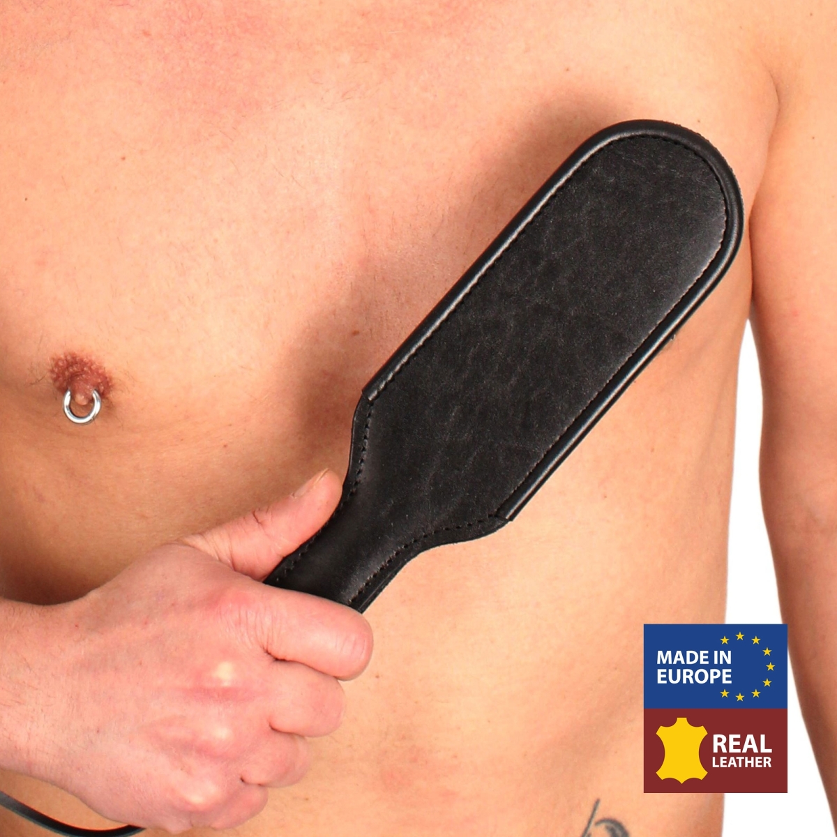 paddle en cuir avec rebords bombes 31 x 7 cm