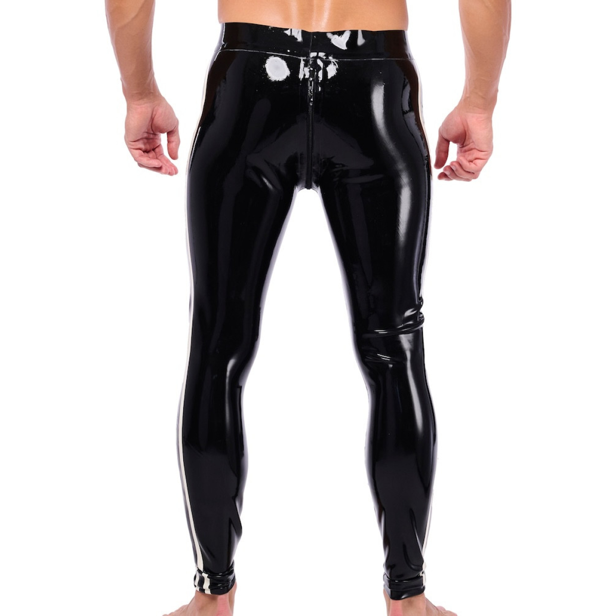 pantalon en latex xrub avec zip avant arriere noir blanc 1