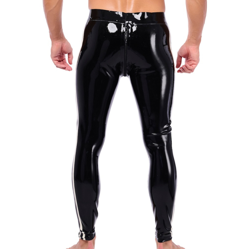 pantalon en latex xrub avec zip avant arriere noir blanc 1