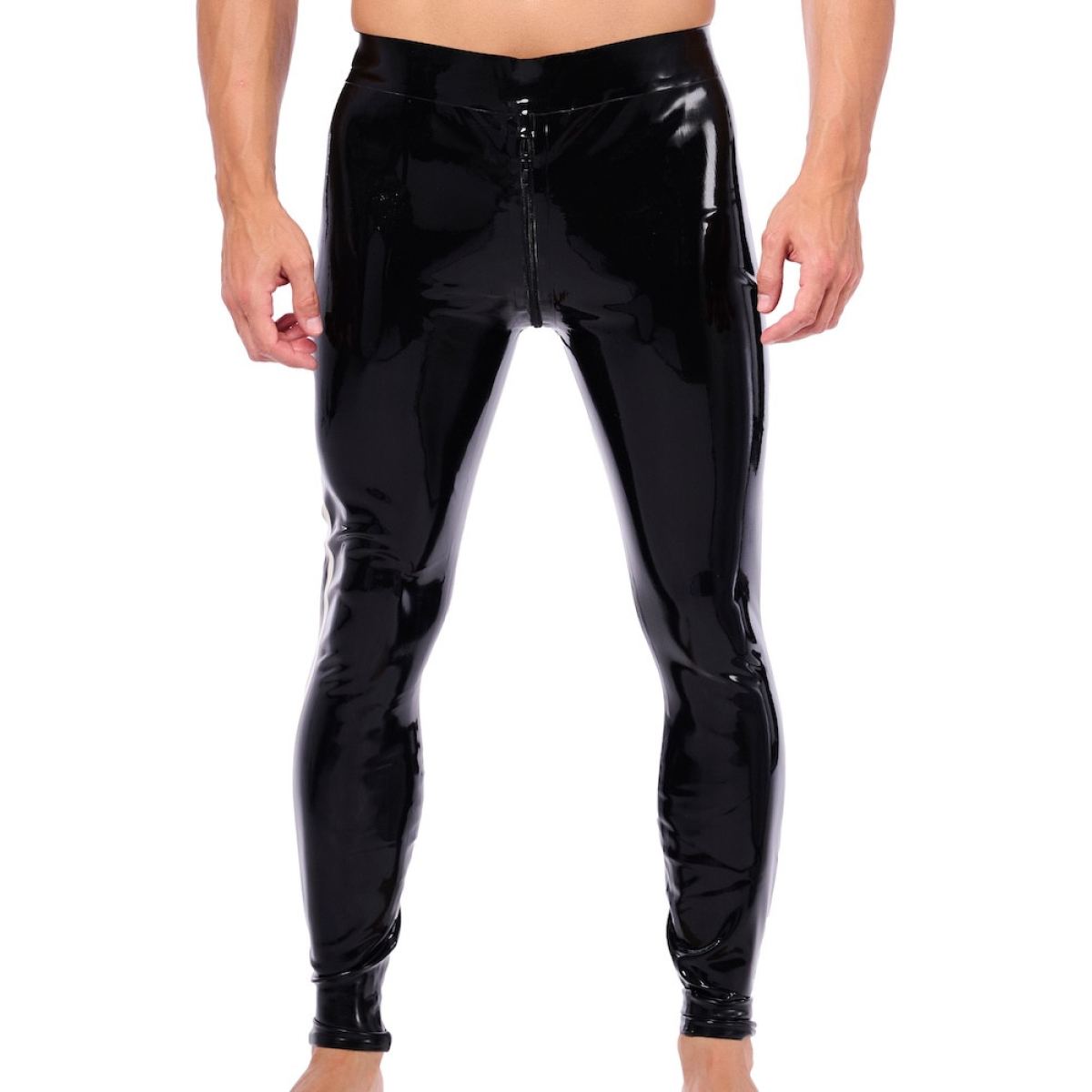 pantalon en latex xrub avec zip avant arriere noir blanc 2