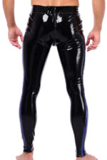 pantalon en latex xrub avec zip avant arriere noir bleu 1