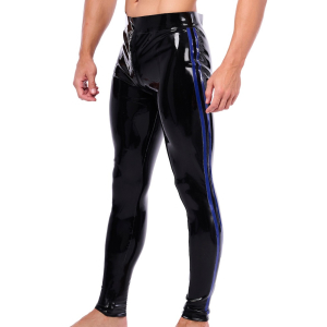 pantalon en latex xrub avec zip avant arriere noir bleu