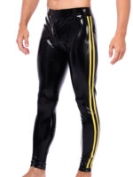pantalon en latex xrub avec zip avant arriere noir jaune
