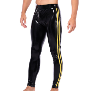 pantalon en latex xrub avec zip avant arriere noir jaune