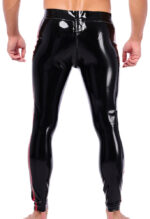 pantalon en latex xrub avec zip avant arriere noir rouge 1