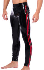 pantalon en latex xrub avec zip avant arriere noir rouge