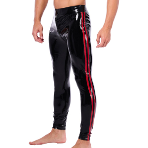 pantalon en latex xrub avec zip avant arriere noir rouge