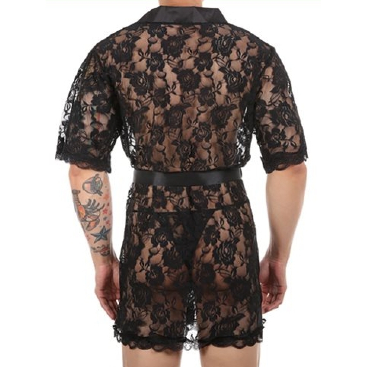 peignoir court dentelle night lace noir 3