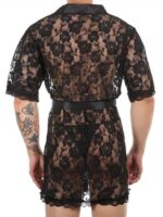 peignoir court dentelle night lace noir 3