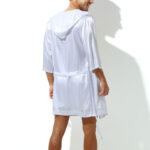 peignoir effet satine long slit blanc 1