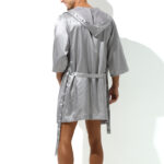 peignoir effet satine long slit gris 1