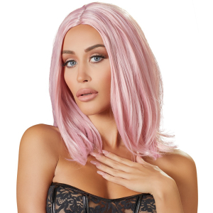 perruque cheveux mi longs roses 3
