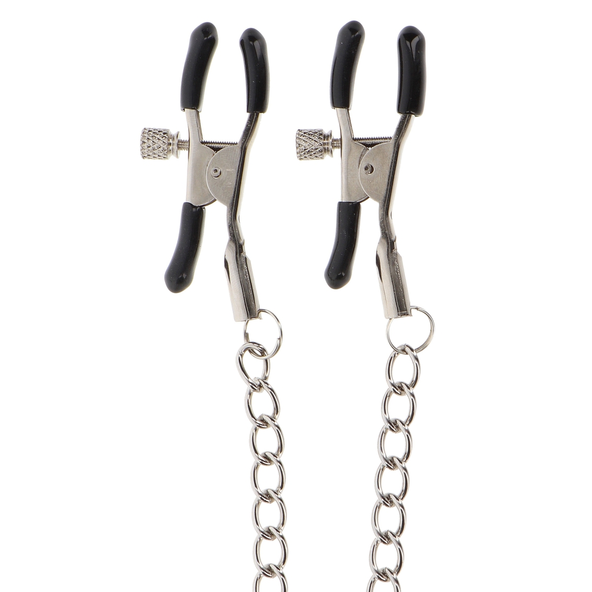 pince tetons ajustables avec chaine clamps taboom argentees 3