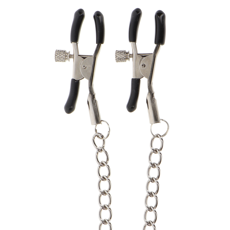 pince tetons ajustables avec chaine clamps taboom argentees 3