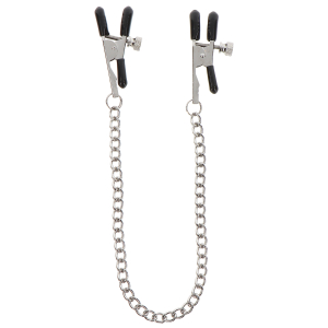 pince tetons ajustables avec chaine clamps taboom argentees