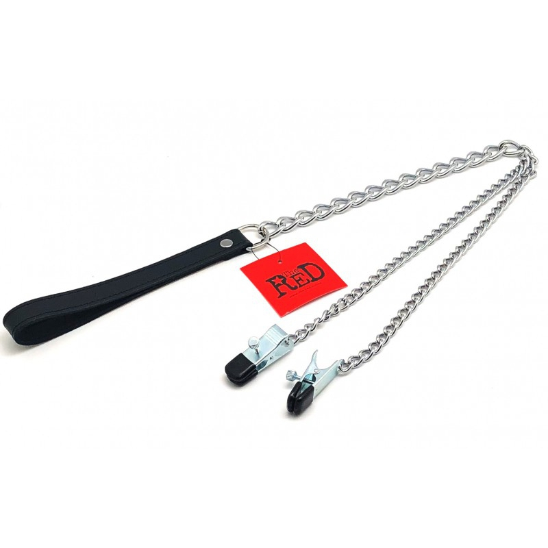 pinces a seins laisse metal cuir 1 1