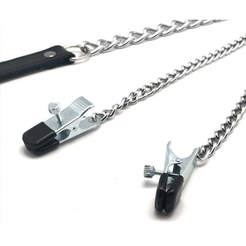 pinces a seins laisse metal cuir 1 4